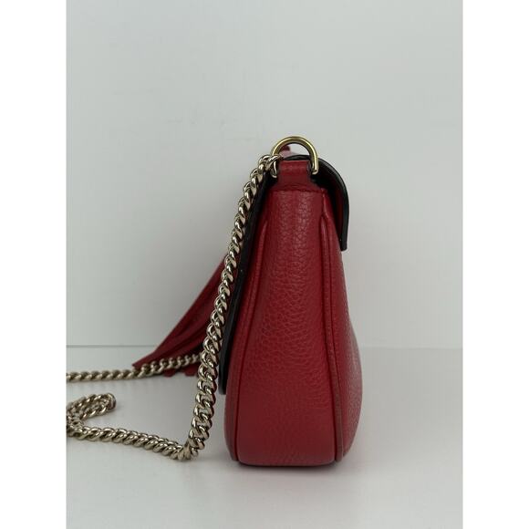 Gucci Soho Red Leather Medium Crossbody Bag with Chain Strap - Picture 3 of 16